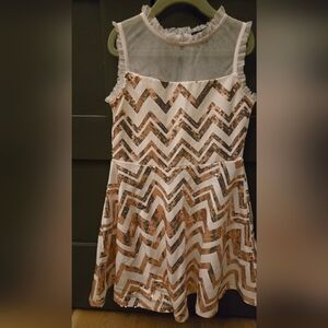 Ava & Yelly Chevron Gold Sequin Kids Dress